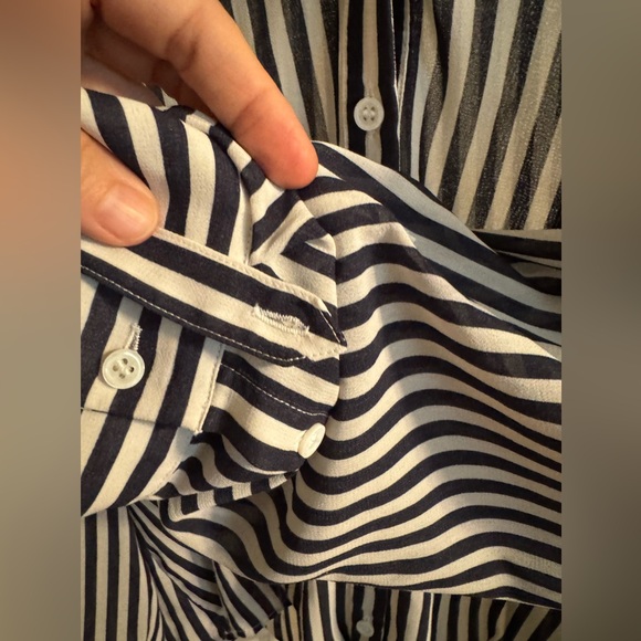 Chico’s Women’s White & Black Stripe Too w/ option 3/4 button strip ~ Size 3 - Picture 10 of 12